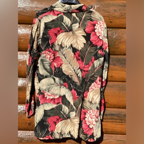 ⚜️ Dana Buchman Long Floral Silk Tunic  Blazer  SZ 8 - Picture 2 of 16